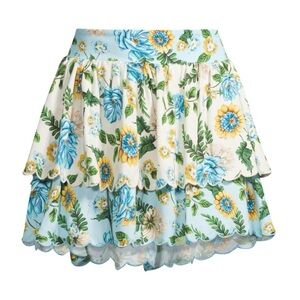 Agua Bendita Cooper Aine Ruffle Skirt in Blue Floral - never worn / opened